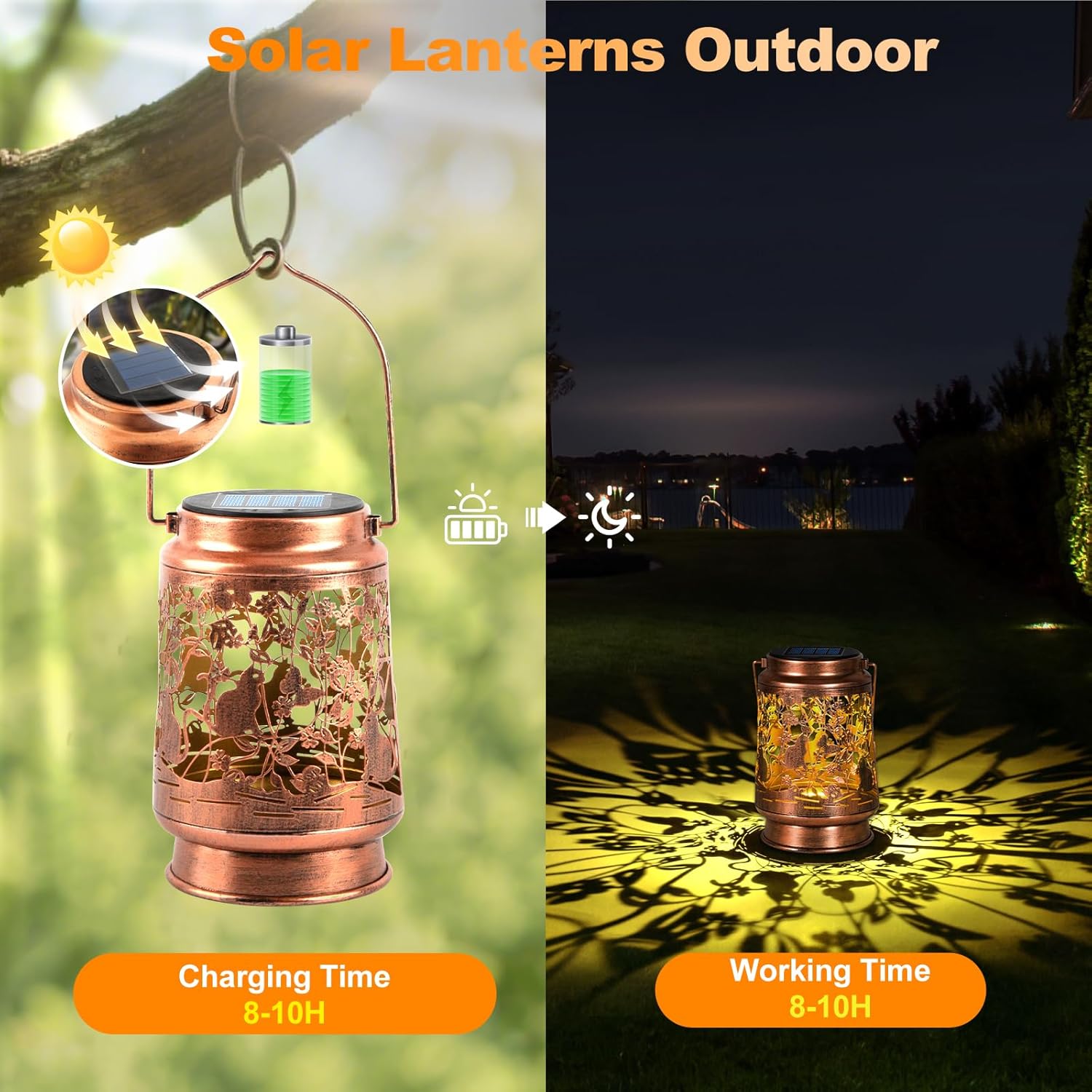 Solar Lanterns Outdoor Waterproof, Cat Garden Decor for Yard Porch Lawn Patio Pathway, Hanging Solar Lights Birthday Gifts for Women Mom Grandma Sister Friend-VerdiqueGarden