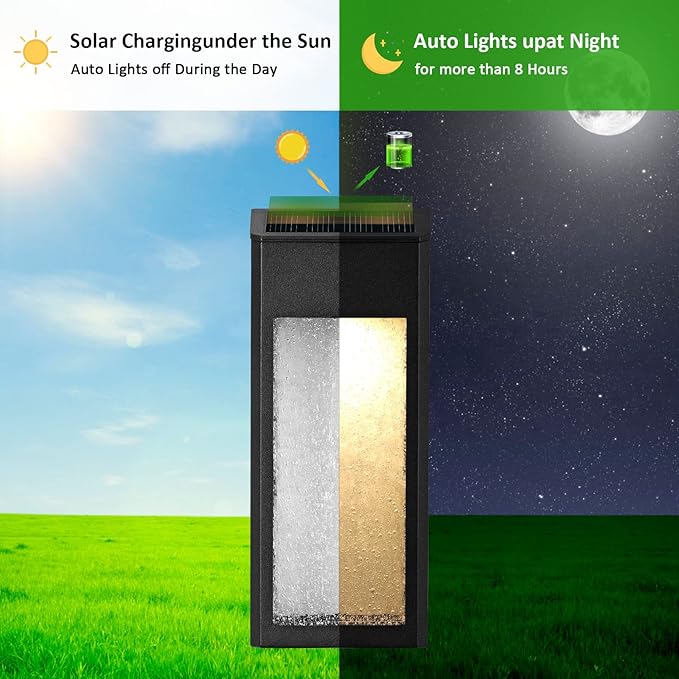 Solar Outdoor Lights, Metal Seeded Glass Auto On/Off Waterproof Solar Wall Warm/Color Changing Solar Lights for Wall Fence Patio Yard Porch Garden Decor,4 Pack-VerdiqueGarden