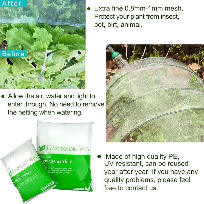 10x20Ft Mosquito Bug Insect Bird Fine Mesh Net Barrier Hunting Blind Garden Screen Netting for Protect Your Plant Fruits Flower-VerdiqueGarden