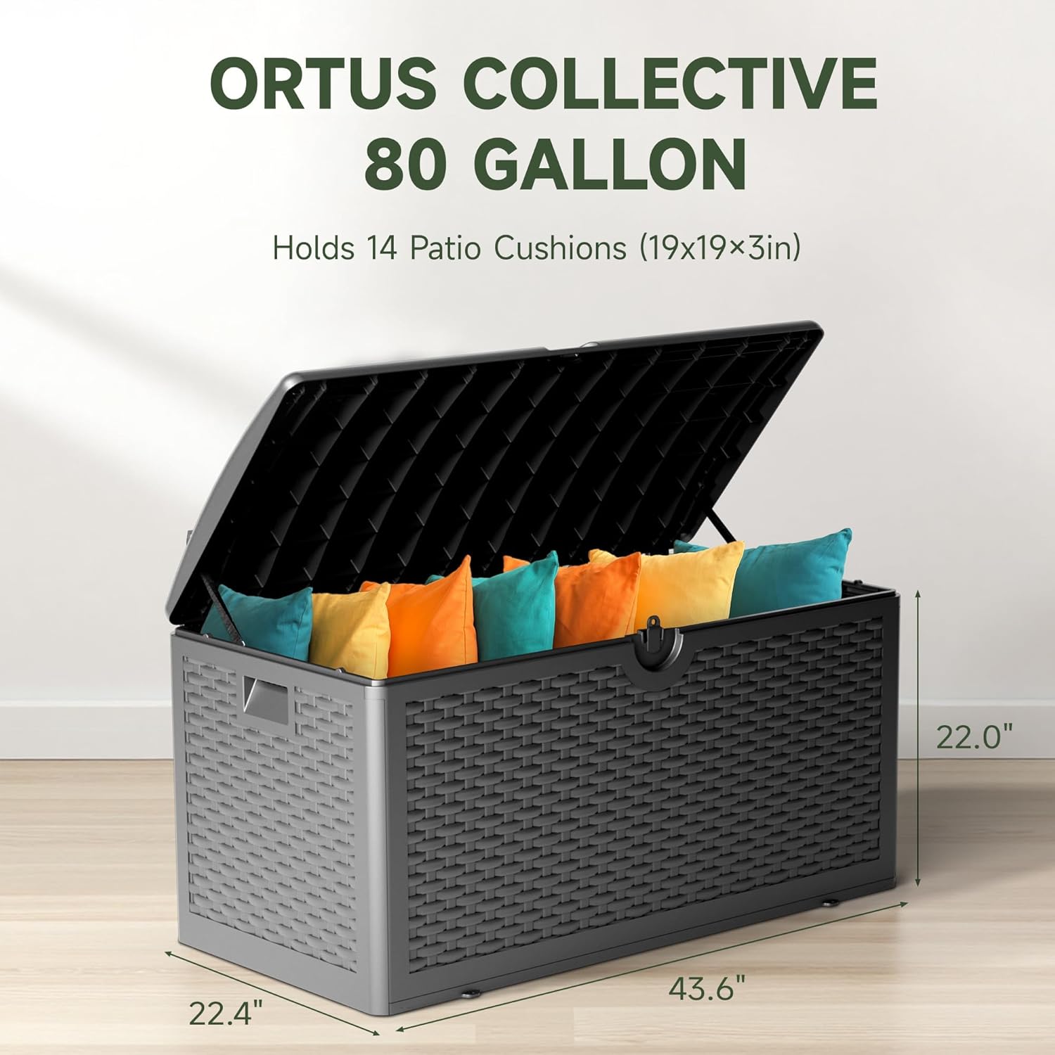 80 Gallon Deck Box, Double Layer Waterproof Resin Outdoor Indoor Storage Box, Lockable & UV Resistant Storage Bin for Patio Furniture, Garden Tools, Pool Accessories (Black)-VerdiqueGarden