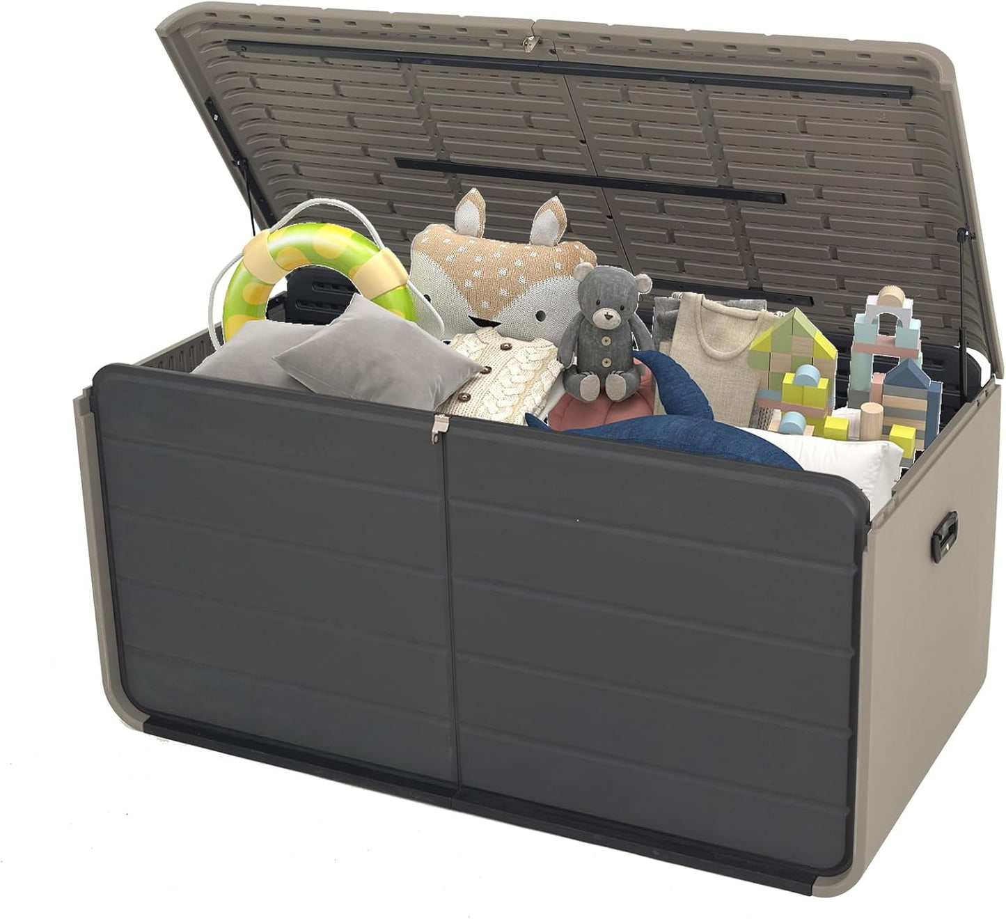 Resin Deck Box 160 Gallons, Large Heavy-Duty Outdoor Storage Box, Lockable & Waterproof Patio Outside Storage Box for Patio Furniture, Tools, Pool Supplies-VerdiqueGarden