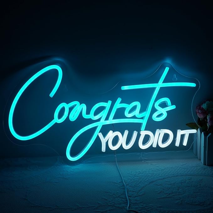 WLHOPE Congrats Grad Neon Sign for 2025 Graduation Decorations LED Neon Light Decor for Graduation Party Gift, Adjustable Congrats Led Sign for Class Room Dorm Backdrop-VerdiqueGarden