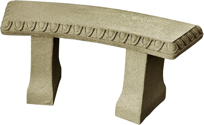 EMSCO Group 2306-1AZ Garden Bench – Natural Sandstone Appearance – Made of Resin – Lightweight – 12” Height-VerdiqueGarden