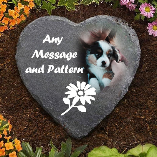 Personalized Picture Garden Stones Customized with Any Message and Pattern, Custom Heart Shaped Memorial Stones Welcome Stones 8x8 for Housewarming,Memorial Gifts and Special Day Gifts-VerdiqueGarden