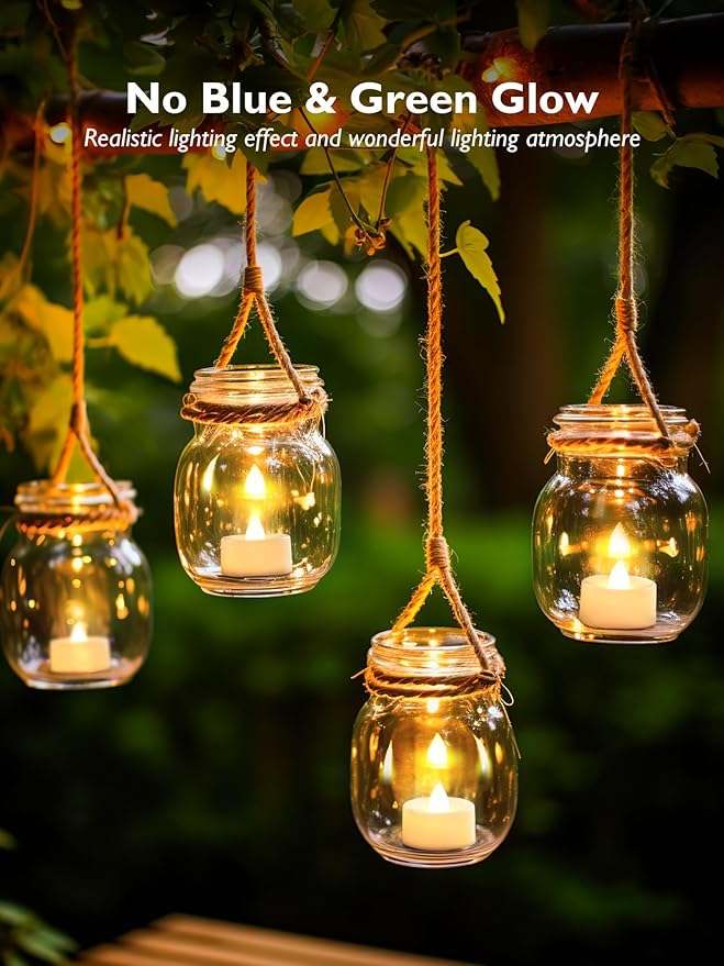 BEICHI Set of 24 Flameless LED Tea Lights Bulk, Electric Tealight Candles, Small Fake Candles Battery Operated, Warm White Flickering Mini Candles for Christmas, Home Decor-VerdiqueGarden