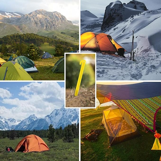 10-Pack Plastic Tent Stakes – 9-Inch Heavy Duty Canopy Anchoring Pegs for Camping, Gardening, Landscaping, Backpacking – Lightweight, Rust-Proof, Reusable Camping Stake-VerdiqueGarden