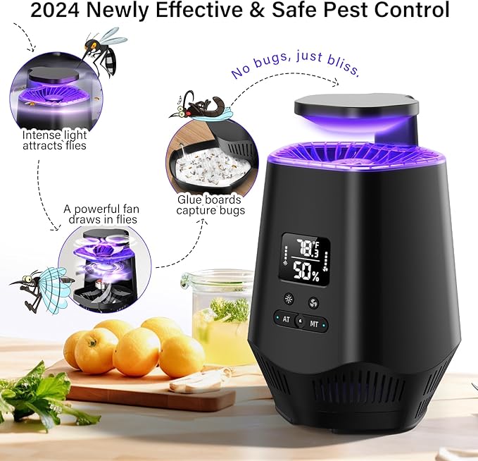 Fruit Fly Traps for Indoors, Gnat Traps for House Indoor Fly Trap Indoor, Effective Fruit Fly Traps Bug Zapper Indoor Mosquito Trap for House Plant Pest Control with 10PCS Refills-VerdiqueGarden