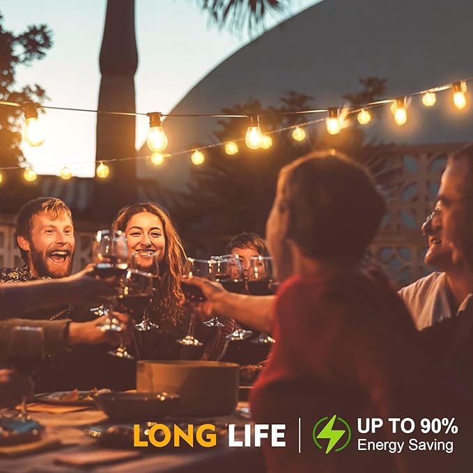 48 Pack LED S14 Replacement Light Bulbs, Shatterproof Outdoor 1 Watt to Replace 11Watts String Incandescent Bulb, Dimmable, E26 Regular Medium Screw Base, 2200K Warm White-VerdiqueGarden