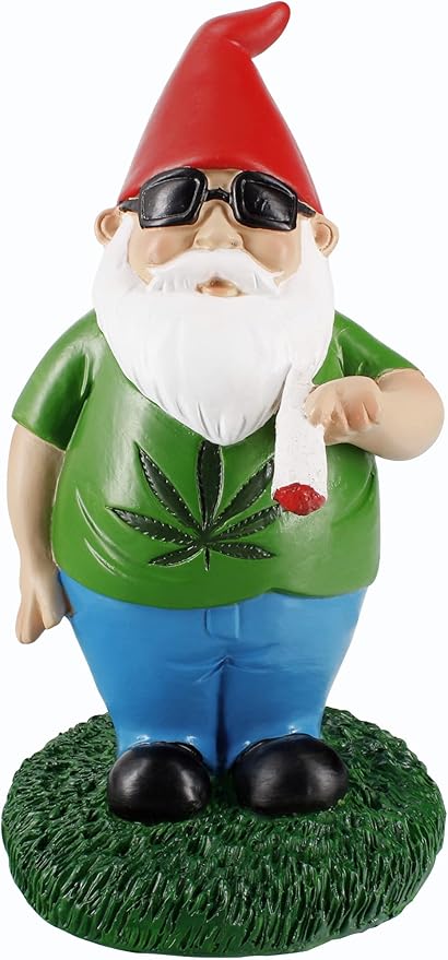 Gnometastic Gnomes Smoking Gnome, 8.5in, Hippie Gnome, Indoor Outdoor Funny Garden Gnomes Decoration for Yard, Planter, Lawn Ornament, Patio and Home Decor-VerdiqueGarden