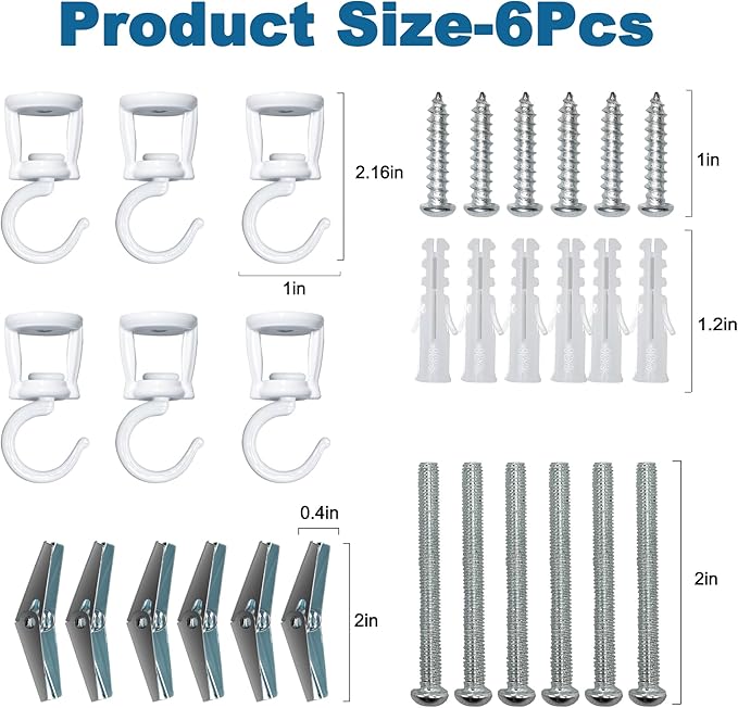 Ceiling Hooks for Hanging Plants (6 PCS White),Heavy Duty Metal Plant Hooks, Screw in Hooks for Hanging Birdfeeders, Lamps, Planters, Outdoor Decorative Hooks up to 33 lbs-VerdiqueGarden