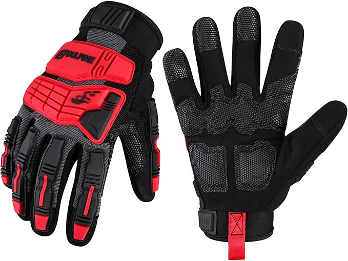 DULFINE Impact-Resistant Work Gloves Men, Heavy Duty Mechanic Gloves,Touch Screen,Ideal for Construction,Forestry, Oil Rig Drilling,Mechanic-VerdiqueGarden