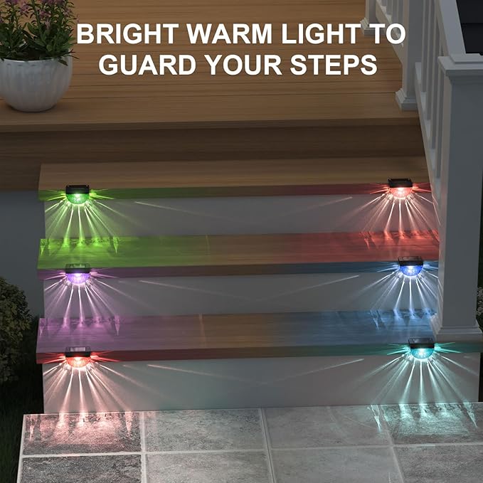 12 Pack Solar Deck Lights Outdoor, Solar Step Lights Waterproof for Outside, Yard, Patio, Garden, Pool, Railing, Stairs, Fence (Color Changing)-VerdiqueGarden