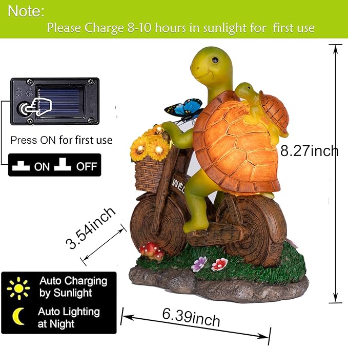 Garden Turtle Outdoor Statue -Solar Turtle Statue Outdoor with Lighted Sunflower,Turle Figurine for Garden Decor,Turtle Gifts for Women-VerdiqueGarden