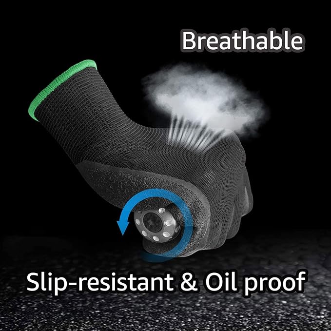 Evridwear Crinkle Latex Rubber Hand Coated Safety Work Gloves for Men Women General Multi Use Construction Warehouse Gardening Assembly Landscaping (XL-Size) 12 Pairs Pack-VerdiqueGarden