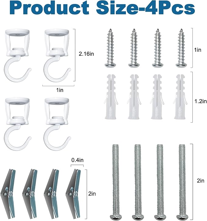 Ceiling Hooks for Hanging Plants (4 PCS White),Heavy Duty Metal Plant Hooks, Screw in Hooks for Hanging Birdfeeders, Lamps, Planters, Outdoor Decorative Hooks up to 33 lbs-VerdiqueGarden