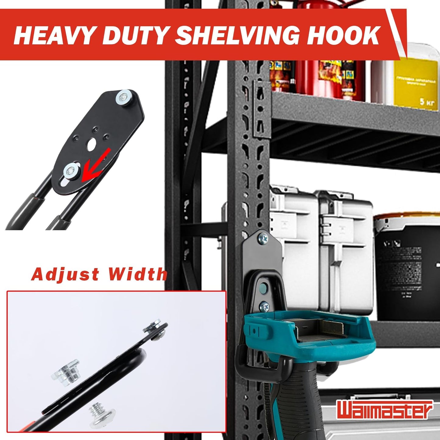 Wallmaster Garage Hooks Organizer Kit,12 Pack Adjustable Heavy Duty Shelving Hook,Wall Mount Utility Steel Garage Organization (Black)-VerdiqueGarden