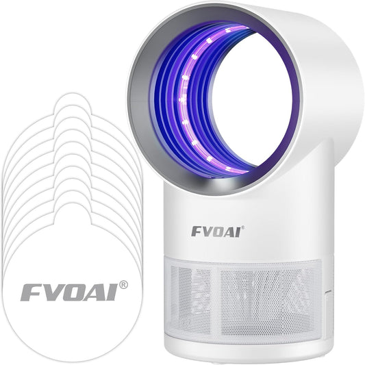 Fruit Fly Trap for Indoors, Fly Traps Indoor for Home Indoor Insect Trap with Suction, Time Setting, Bug Light & 10 Pcs Sticky Glue Boards (White)-VerdiqueGarden