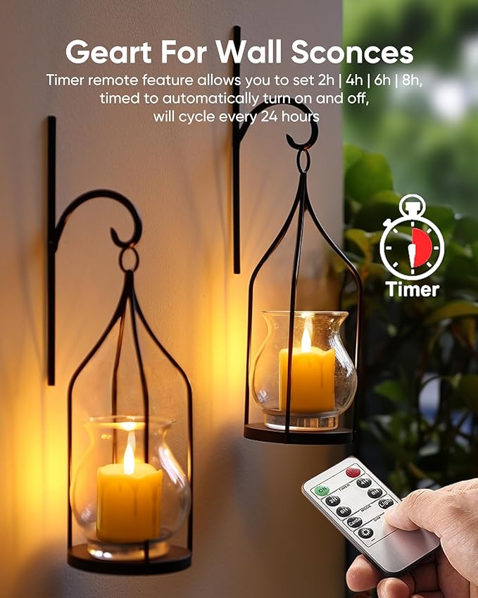 Homemory 2" x 2" Timer Remote Control Flickering Flameless Votive Candles, Realistic Battery Operated, 6Pack 3D Wick Electric Fake for Christmas, Wedding, Home Decorations-VerdiqueGarden