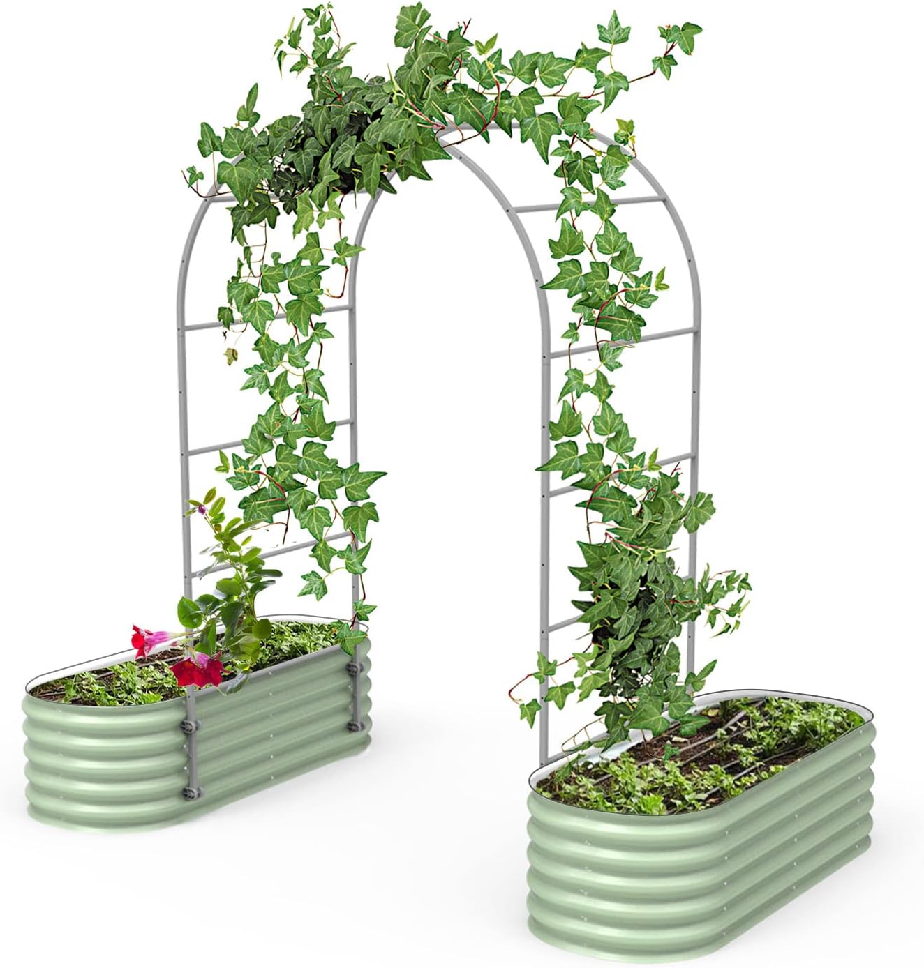 Vego Garden Modular Arched Trellis System Single Section 3.0' Long Trellis for 2.0‘ x 5.0' (4 in 1), 3.5' x 5.0' (6 in 1) or 5.0' x 5.0' (9 in 1) Garden Bed-VerdiqueGarden