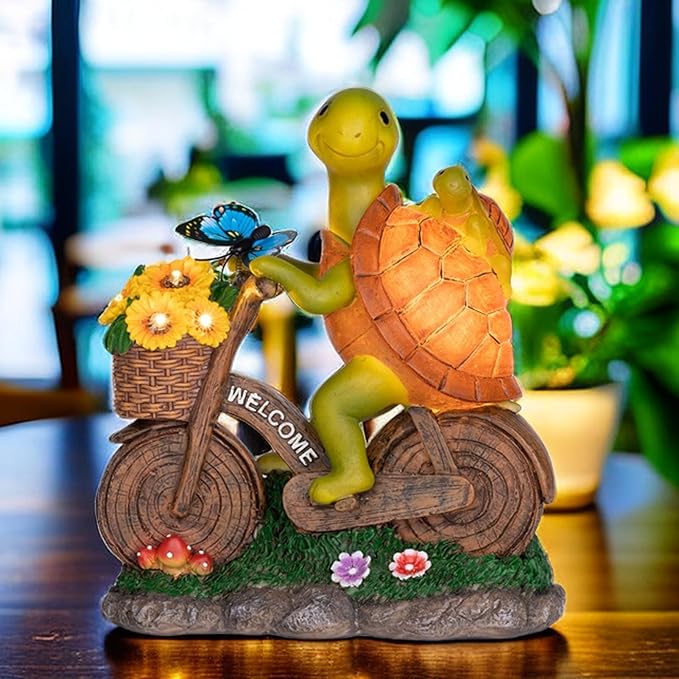 Garden Turtle Outdoor Statue -Solar Turtle Statue Outdoor with Lighted Sunflower,Turle Figurine for Garden Decor,Turtle Gifts for Women-VerdiqueGarden
