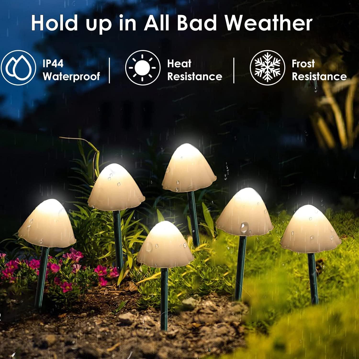 Outdoor Solar Garden Lights, Mini Solar Mushroom Light Outdoor Waterproof Cute Mushroom Shaped Pathway Landscape Lights for Yard Patio Party Wedding Festival Decoration (Warm White)-VerdiqueGarden