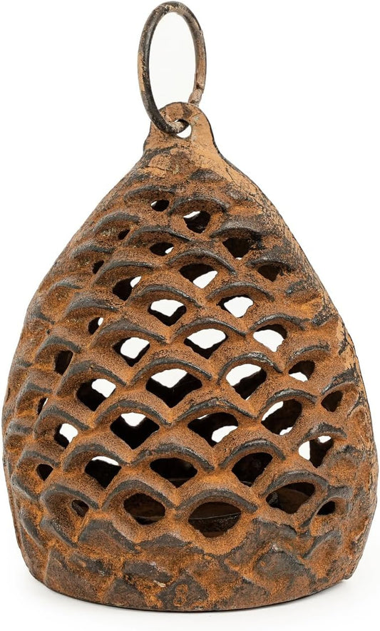 Sungmor Cast Iron Pinecone Candle Holder - Tabletop Decorative Tealight Lantern, Rustic Style Hanging Home Garden Decor, Vintage Stand for Votive or Flameless Candles-VerdiqueGarden