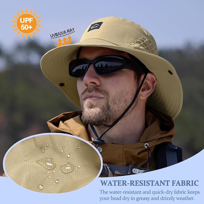 Fishing Hat, UPF50+ Wide Brim Sun Hat for Men Women, UV Protection Hiking Beach Bucket Hats Summer Safari Hat-VerdiqueGarden