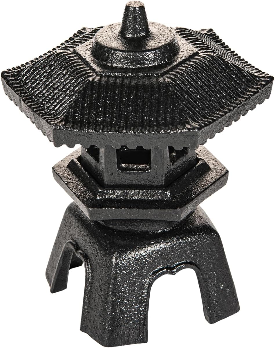 Sungmor Cast Iron Candle Lantern - Japanese Pagoda, Vintage Indoor/Outdoor Zen Garden Decorative Lantern, Heavy Duty Tealight Candle Holder Stand, Rustic Home Decor Patio Yard Art Ornament-VerdiqueGarden