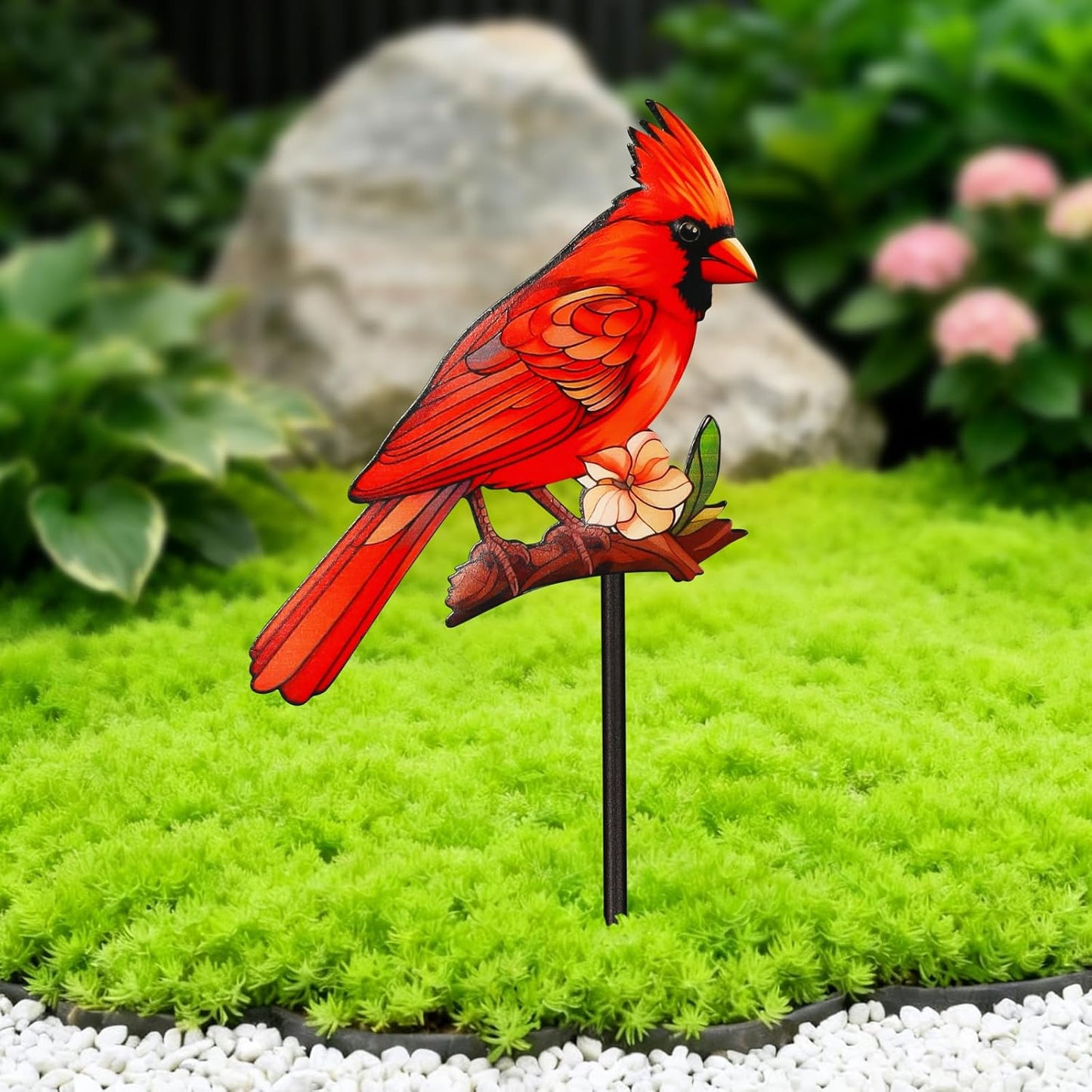 Decorative Garden Stakes with Cardinal Design Metal Yard Decorations for Outside, Patio, Outdoor Decor, Garden, Lawn Ornaments Gifts for Women Mom and Grandma-VerdiqueGarden