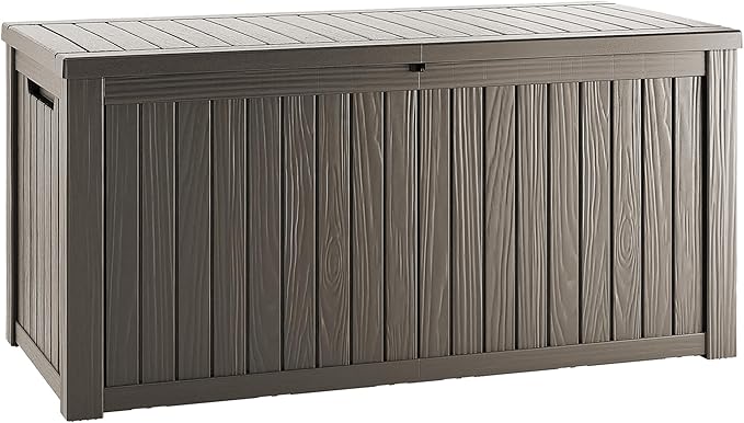 180 Gallon Outdoor Storage Deck Box - Large Waterproof Resin Bin for Delivery Boxes Outside, Lockable Storage for Patio/Pool Cushions & Tools, UV-Resistant, Granite Grey-VerdiqueGarden