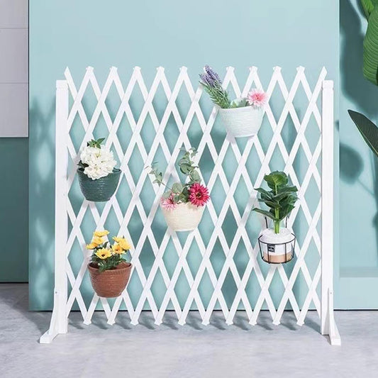 Expandable Wooden Lattice Fence - Retractable Garden Trellis Panel for Climbing Plants, Freestanding Pet Screen Wall, No-Dig Vertical Rack, Outdoor Yard Decor (White, 82.67"x39.37")-VerdiqueGarden