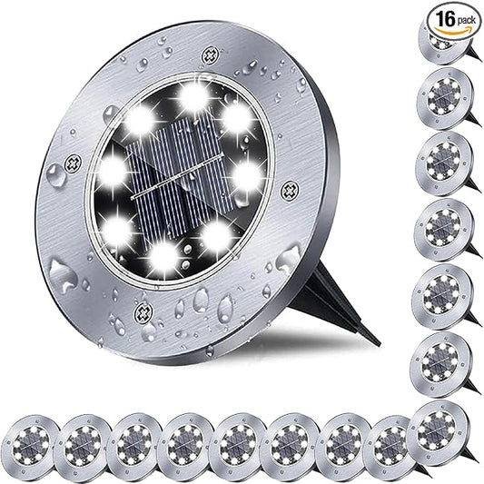 Solar Ground Light, Waterproof Solar Garden Lights, Upgraded Outdoor Garden Waterproof Bright in-Ground Light, Landscape Lights for Pathway,Yard,Deck,Lawn,Patio,Walkway (16 Pack White Light)-VerdiqueGarden