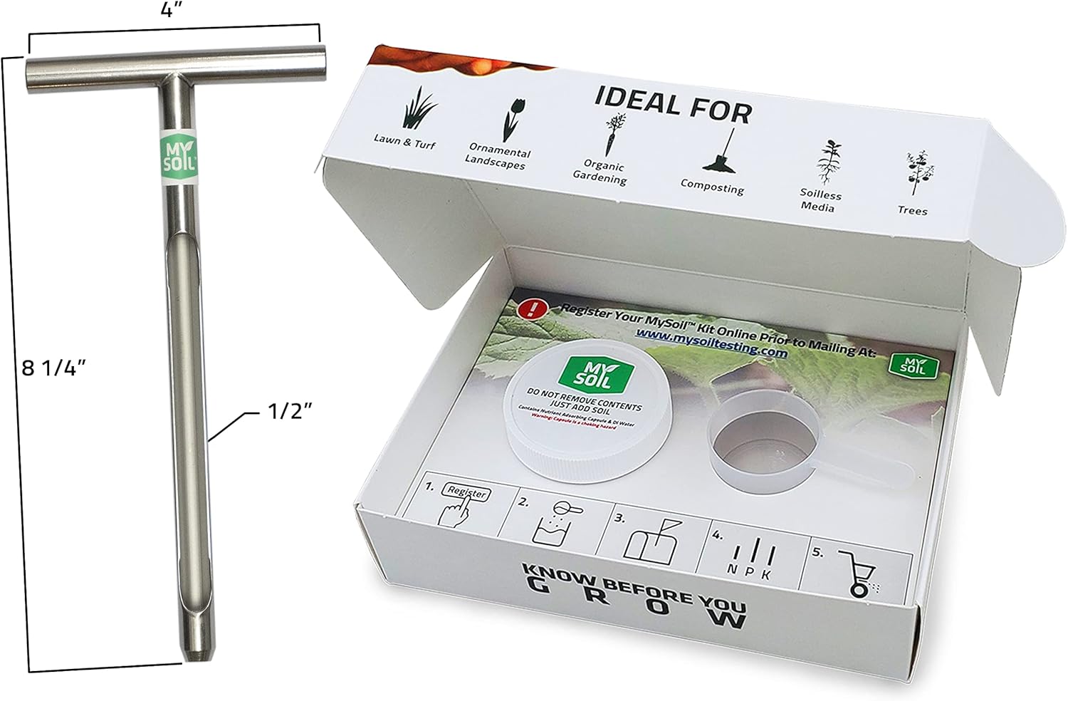 MySoil Test Kit PRO Pack, Unlock Your Lawn & Garden Potential, Complete & Accurate Nutrient and pH Analysis with Recommendations Tailored to Your Soil and Plant Needs | 2 Test Kits + 1 Soil Probe-VerdiqueGarden