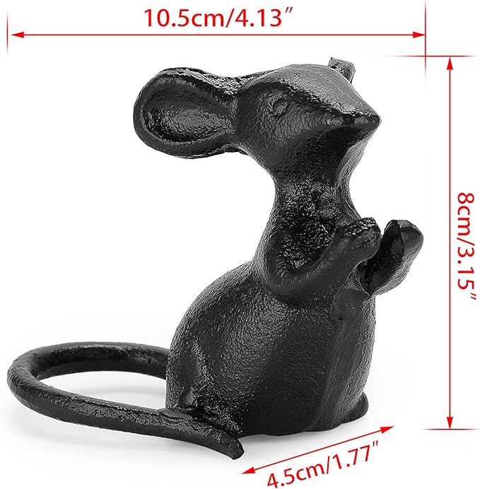 OwnMy 2 Cast Iron Cute Mouse Figurine Sculpture Black Mice Statues Carved Desktop Ornaments Figurines, Decorative Creative Animal Figurine Indoor Outdoor Statues for Garden Patio Yard Home Decoration-VerdiqueGarden