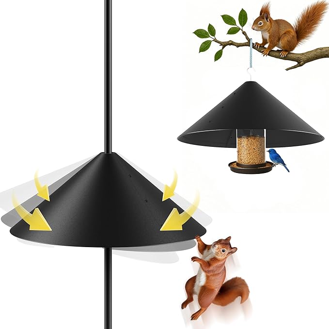 19 Inch Metal Squirrel Baffle for Bird Feeder Pole, Squirrel Proof for Hanging Bird Feeder, Outdoor Cover for Rain, Rust Proof Chew Proof Heavy, 1 Pack-VerdiqueGarden