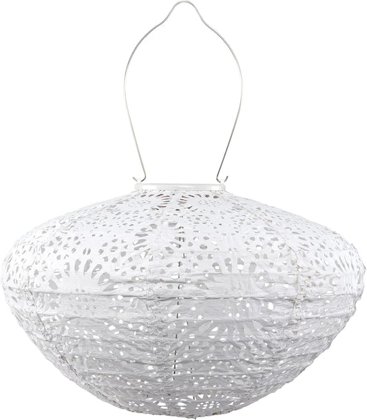 Allsop Soji Stella - Crown Chantilly Lace - 13" Outdoor Solar Latern - White-VerdiqueGarden