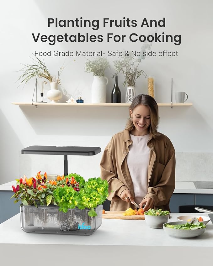 iDOO Hydroponics Growing System Kit 12 Pods, Christmas Gifts Gardening Gifts for Women Mom Dad Kids, Indoor Herb Garden with LED Grow Light for Home School, Indoor Plants Good for Mental Health-VerdiqueGarden