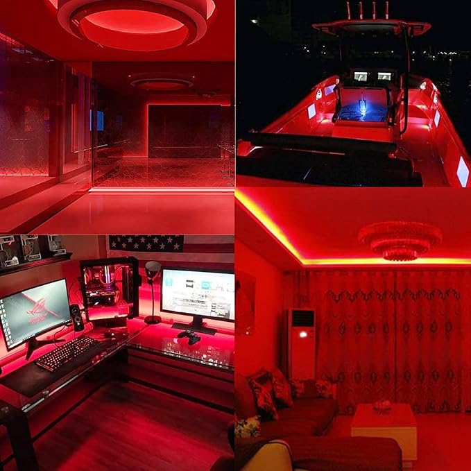 DC 24V COB LED Strip Light Red IP65 Waterproof 5M/16.4ft Uniform Glow 2400LEDs Flexible LED Tape Lights for DIY Garden Backyard Hallways Stairs Decor(No Power Supply)-VerdiqueGarden