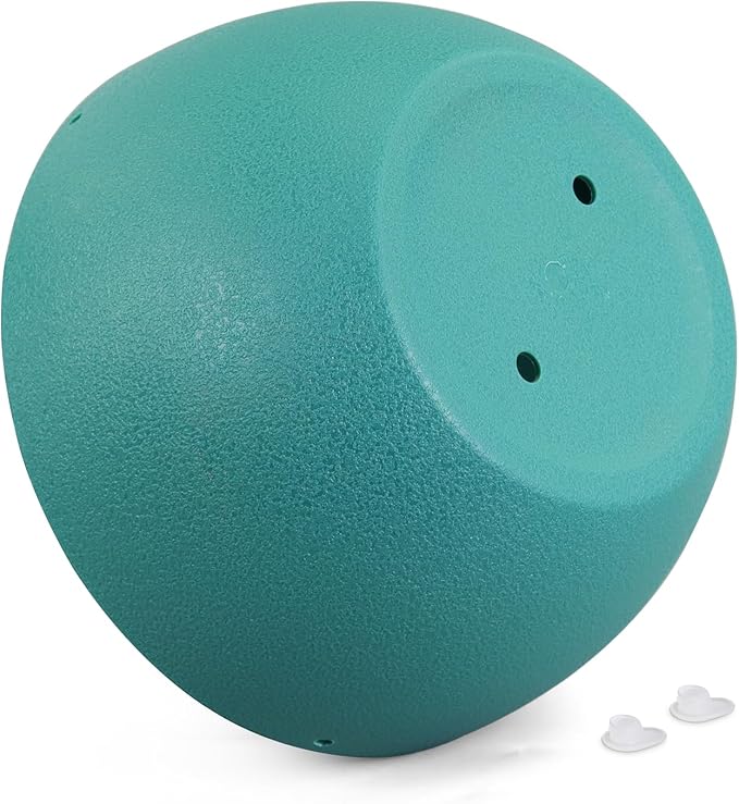 12 inch Large Hanging Planters for Indoor Outdoor Plants, 2 Pack Hanging Flower Plant Pots with Drainage Holes and Chain for Garden Porch, Plastic Hanging Baskets for House Plants, Blue Green-VerdiqueGarden