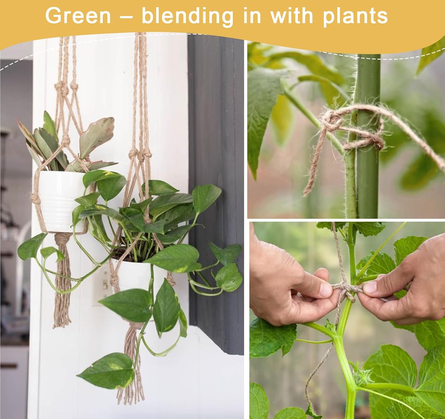 Garden Twine, 394 Feet 2mm Jute Twine, Baling Plant String for Climbing Plants,Tomatoes, Crafting Floristry 120-meter Natural Hemp Rope, 2mm-VerdiqueGarden