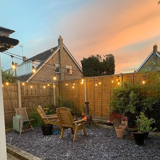 BRIMAX 25 Pack 2W S14 Replacement LED Bulbs,2700K Soft Warm White, Shatterproof Waterproof Outdoor String Light Bulbs Dimmable,E26 Medium Base,Plastic Edison Bulbs for Patio Garden-VerdiqueGarden