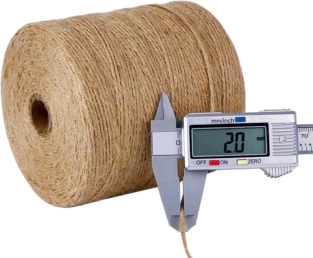 PerkHomy Natural Jute Twine 1800 Feet Long Twine String for Crafts Gift Wrapping Packing Gardening Crochet Knitting Macrame Decor (1800 FT * 2mm (3Ply))-VerdiqueGarden