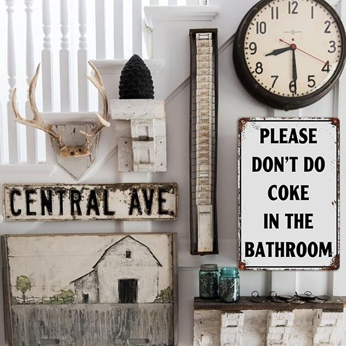 Please Don'T Do Coke In The Bathroom Sign Funny Room Decor For Men Cool Tapestry For College Dorm Metal Tin Signs Man Cave Decor Toilet Sign White 12 X 8 Inch-VerdiqueGarden