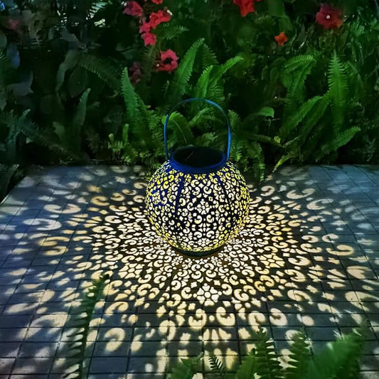 Outdoor Solar Big Lanterns Waterproof, Go2garden Gifts for Women Mom Garden Yard Decor Lights for Patio, Yard, Party Ornaments,Birthday Mothers Day Gifts for Grandma (1 Pack, Teal Blue)-VerdiqueGarden