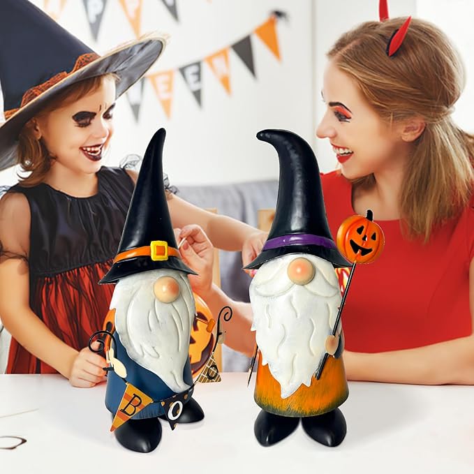 HONGLAND Cute Gnomes Decorations -14 Inch Fall Metal Gnomes Thanksgiving Day Decor - Elf Dwarf Gnomes Figurines - Gnome Decorations for Indoor Outdoor Home Decor-VerdiqueGarden