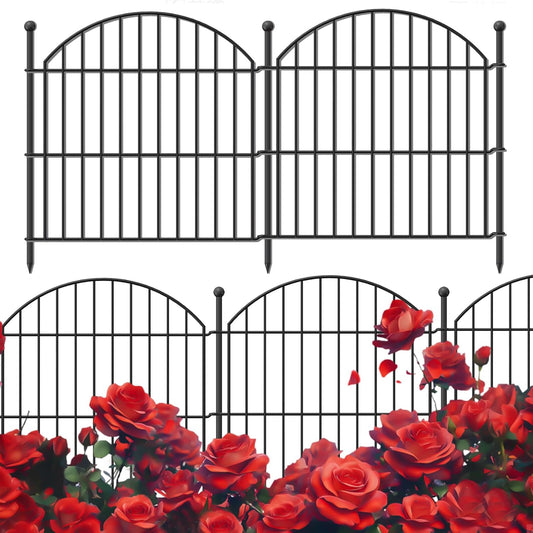 Decorative Garden Fence 24in (H) x20ft (L), 10 Pack No Dig Fence Animal Barrier for Dog, Arched Flower Bed Edging, Wire Border Panel Fencing for Yard Patio Outdoor Decor-VerdiqueGarden