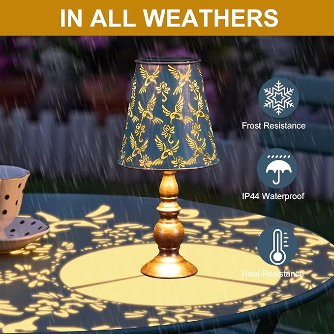 pearlstar Solar Table Lamps Bedside Lamps - Hummingbird Garden Waterproof Cordless Solar Table Lamps for Patio Garden Pathway Yard-VerdiqueGarden