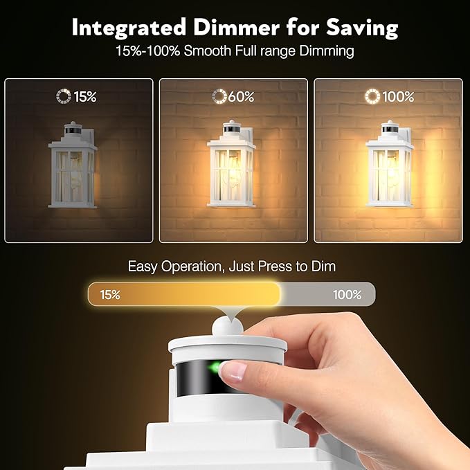 White Motion Sensor Light Outdoor, 2 Pack Dusk to Dawn Outside Lights for House, Anti-Rust Exterior Light Fixture, Waterproof Porch Light for House, Garage, Balcony, Weather Resistant-VerdiqueGarden