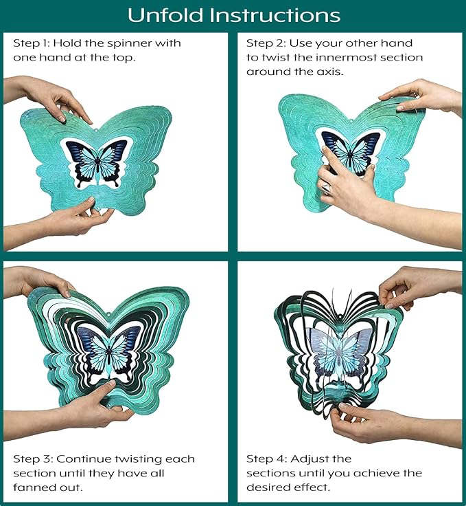Butterfly Wind Spinners for Yard and Garden, Metal Butterfly Ornaments for Garden Décor, Outdoor Wind Spinner, Butterfly Gifts, Outdoor Garden Decoration, 12 inch Butterfly Wall Décor by ISEO-VerdiqueGarden