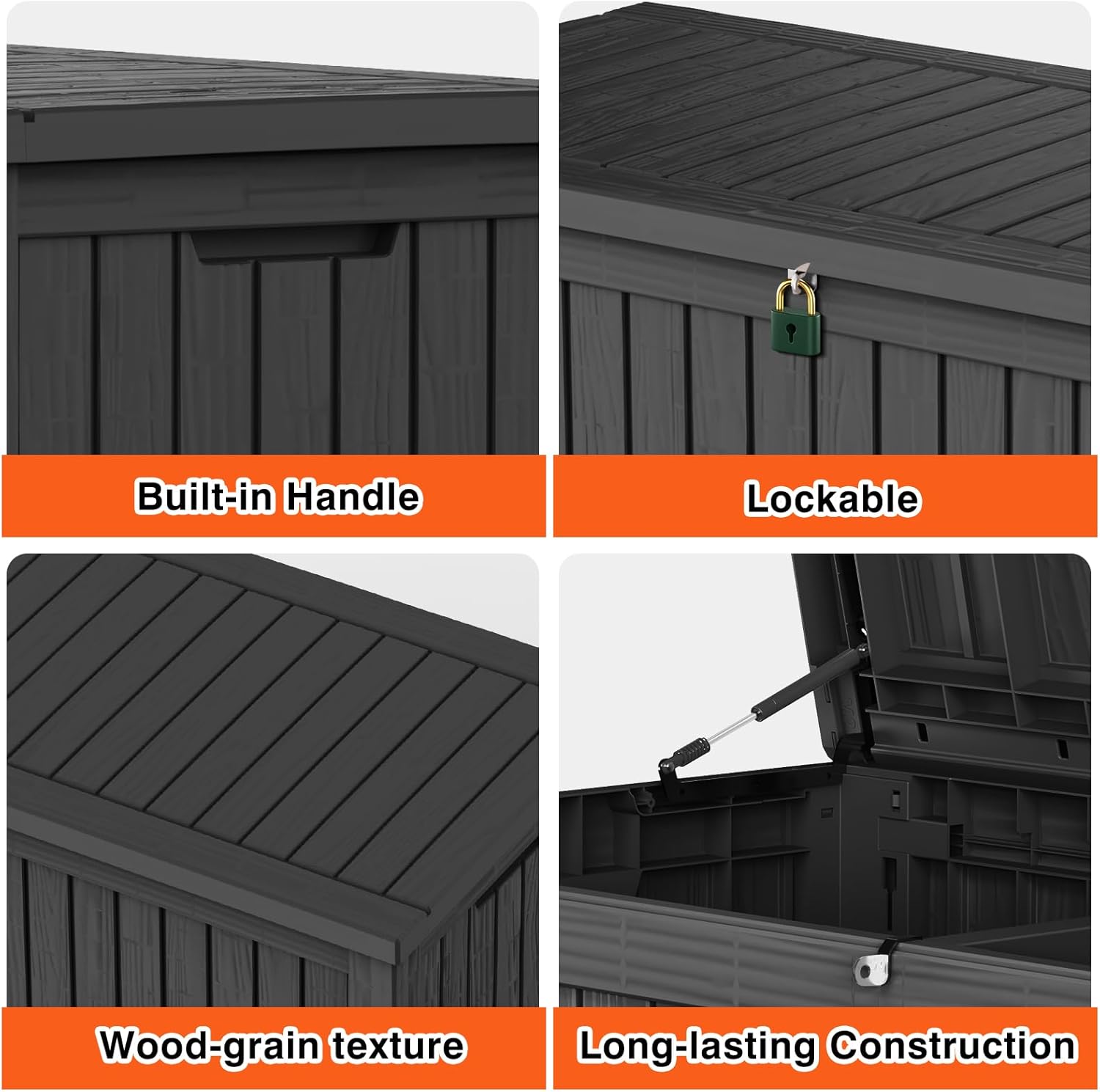 150 Gallon Double-Wall Resin Deck Box - Lockable Waterproof Outdoor Storage Box, 1000lbs Capacity & Doubles as Seating for Patio Furniture - Garden Tools, Pool Accessories (Black)-VerdiqueGarden